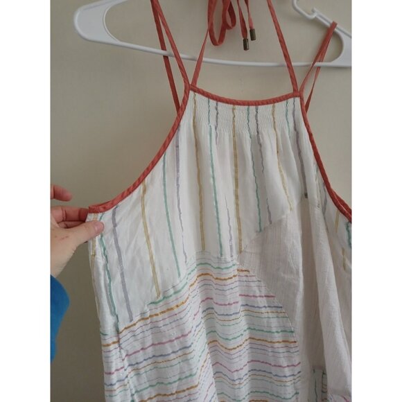 Anthropologie Akemi Kin Womens S Maxi Halter Rainbow Patchwork Stripe Dress Boho - Picture 4 of 9